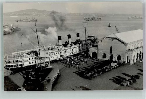 Montevideo Foto AK Hafen Dampfschiif Auto Eisenbahn