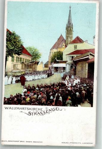 8111 Straßengel 1900 Foto AK Wallfahrts- Kirche Prozession
