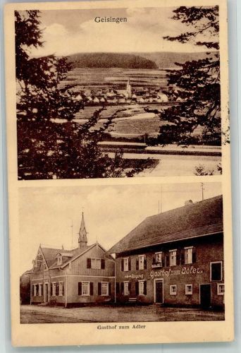 78187 W7716 Geisingen , Baden - Gasthaus zum Adler Bahnpost Konstanz-Freiburg Zug 1414