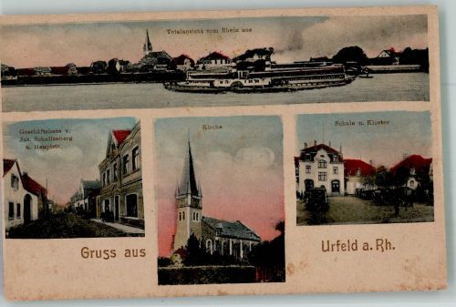50389 W5047 Urfeld , Kr Bonn - Rheindampfer Geschäft Schallenberg Kirche Schule Kloster