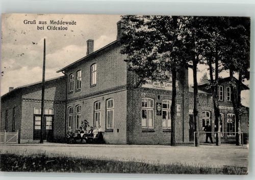 23847 W2060 Meddewade 1925 Foto AK Gasthaus Unter den Linden Emailleschilder