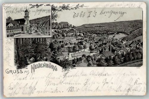75305 W7540 Neuenbürg , Württ 1902 Lithographie Marktplatz Rehbock Reh