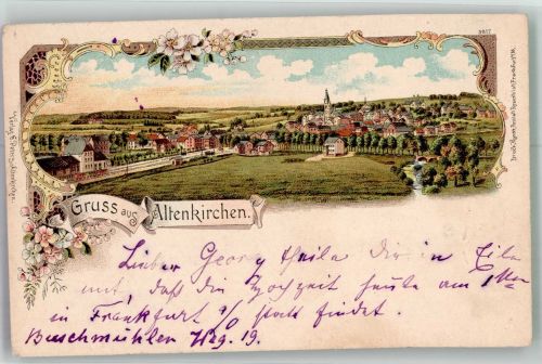 57610 W5230 Altenkirchen Westerwald 1900 Lithographie Bahnhof Altenkirchen