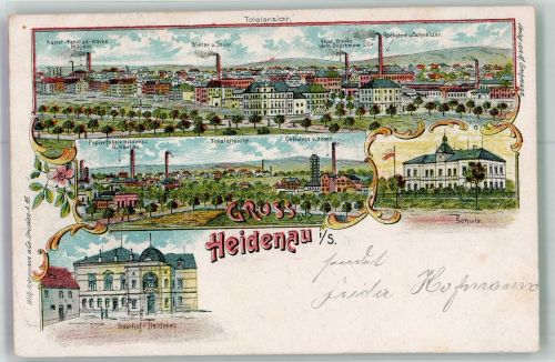 01809 O8312 Heidenau , Sachs Lithographie Gasthaus Heidenau Papierfabrik Komet-Fahrrad-Werke Cellulose Fabrik