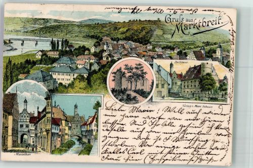 97340 W8713 Marktbreit 1897 Lithographie Maintor Rathaus Dorfbach Main 9