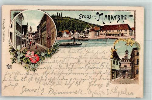 97340 W8713 Marktbreit 1900 Lithographie Dorfstrasse Main Maintor Verlag Ottmar Zieher-München