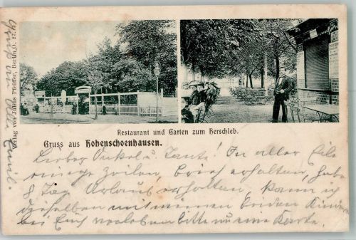 10115 O1130 Lichtenberg 1904 Gebrauchsspuren Hohenschönhausen Gasthaus Herschleb Gartenwirtschaft Foto AK
