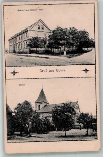 03238 O7980 Finsterwalde 1918 - Gohra Gasthaus zum heiteren Blick Dorfkirche