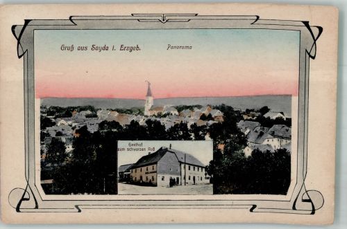 09619 O9215 Sayda 1917 Passepartout Gasthaus zum schwarzen Roß