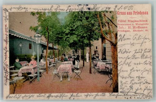 10115 W1000 Friedenau 1905 Foto AK Hotel-Restaurant Rheinschloss Gartenwirtschaft