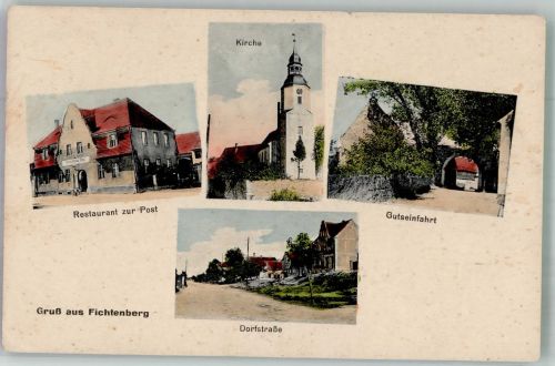 04895 O7901 Fichtenberg , Elbe - WK II Gasthaus zur Post Gutseinfahrt Dorfstrasse