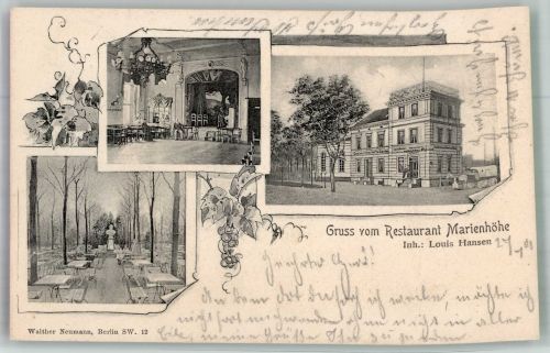 10115 W1000 Tempelhof 1901 - Gasthaus Marienhöhe Saal Gartenwirtschaft