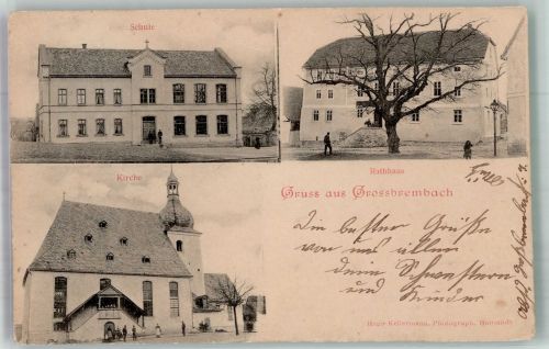 99628 O5232 Buttstädt 1901 - Grossbrembach Rathaus Schule Kirche Bahnpost Weimar Zug 5