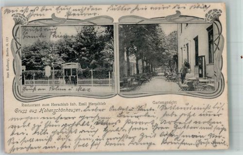 10115 O1090 Hohenschönhausen 1904 Foto AK Gasthaus zum Herschieb Gartenwirtschaft