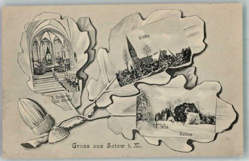 17213 O2063 Satow b Röbel 1919 - Eichenblatt Kirche Inneres der Kirche Ruinen