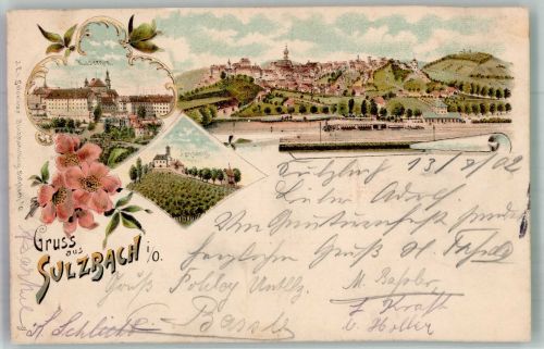 92237 W8458 Sulzbach-Rosenberg 1902 Lithographie Kasernen Annaberg Bahnhof