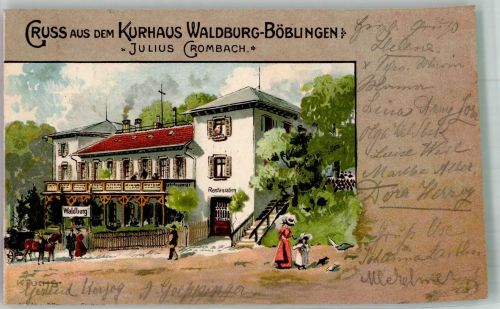 71032 W7030 Böblingen 1902 Lithographie / Künstlerkarte Kurhaus Waldburg sign. Fuchs