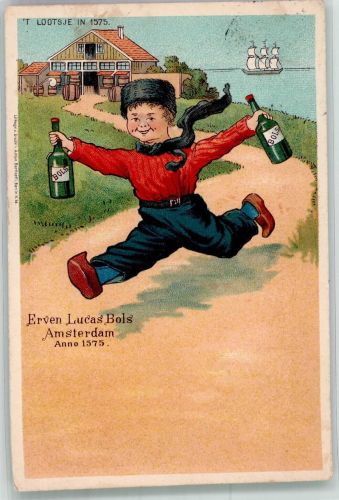 Amsterdam Erven Lucas Bols Alkoholwerbung 1908 Lithographie