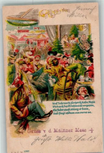 W6500 Mainz a Rhein Mainzer Mess Jahrmarkt 1899 Lithographie