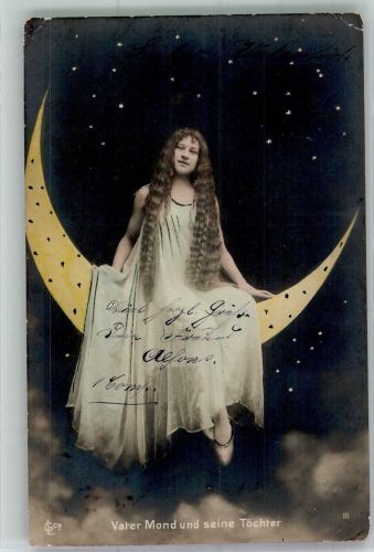 Vater Mond und seine Töchter Verlag GLco III Himmelskörper 1904 Fotomontage AK