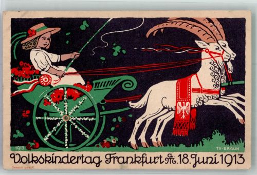 W6000 Frankfurt am Main Volkskindertag sign Th. Braun Offiz. Karte Nr. 2 Blumentag 1913 Lithographie / Künstlerkarte