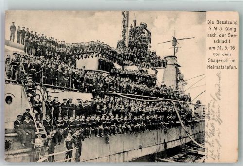 MarineschiffspostNr. 136 S.M.S. König - Besatzung nach der Seeschlacht Marineschiffspoststempel 1918
