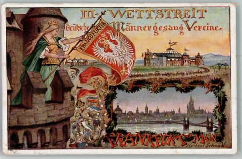 W6000 Frankfurt am Main III Wettstreit Männergesangsvereine - Germania Sängerfest 1909 Künstlerkarte