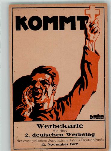 Werbung für den 2. deutschen Werbetag ev.Jungmännerbunde sign. R. Gröger Jugendbewegung 1922 Gebrauchsspuren