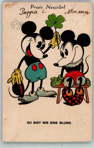 Micky Maus Neujahr 1930er Walt Disney Gebrauchsspuren