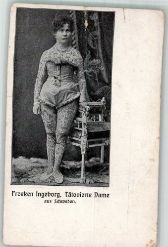 Ingeborg Froeken aus Schweden - Einriß Tätowierung 1900 Gebrauchsspuren