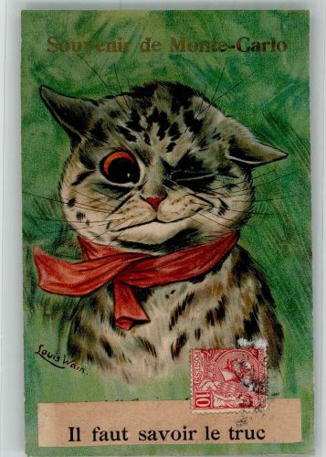 Souvenir Monte Carlo Lithographie Wain, Louis Gebrauchsspuren