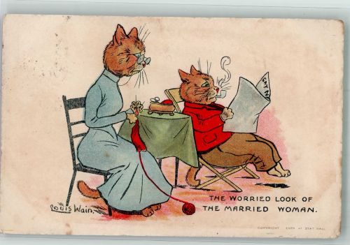 Katze vermenschlicht Wain, Louis 1906 Gebrauchsspuren