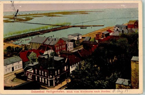 23774 W2447 Heiligenhafen , Holst 1915 Gebrauchsspuren Blick v. Kirchturm n. Norden