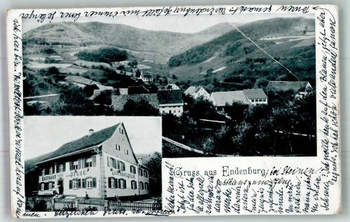 79585 W7853 Endenburg 1902 Gebrauchsspuren Gasthaus zum Pflug gr. Büge