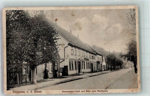 31592 W3078 Stolzenau , Weser Gebrauchsspuren Kennewegs Hotel Blick z. Marktplatz