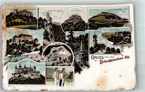 73277 W7311 Teck , Teck Lithographie Achalm Lichtenstein Neuffen Tübinger Schloss Rechberg