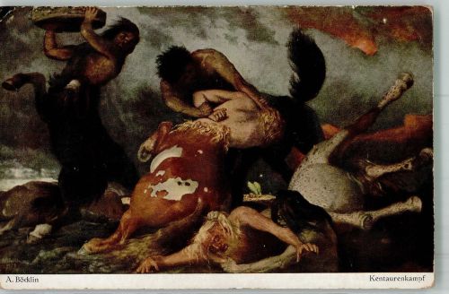 Kreaturenkampf Bruckmanns Bildkarte Nr. 8 Böcklin, A. Künstlerkarte