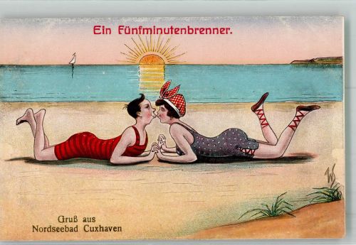 W2190 Cuxhaven Humor Bademode J.W.B. 818 Scheuermann, W. Künstlerkarte