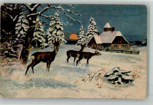 Weihnachten Rehe WSBS Serie 1757/3 Hoffmann, Ad. Künstlerkarte