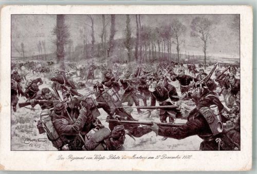 Montoire-sur-le-Loir sign. Mattschass E. Regiment v. Voigts-Rhetz 27.12.1870 Reichseinigungskriege 1864-1870/71 1910 Künstlerkarte