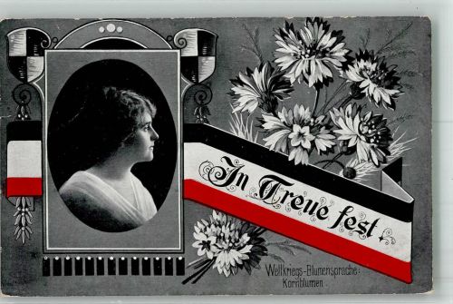 Weltkriegs Blumensprache Kornblumen Patriotik WK I, Deutschland 1917