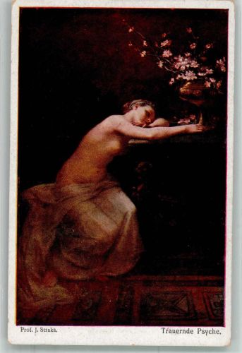 Trauernde Psyche Erotik A.R. u. C.i.B. Nr. 955 Straka, J. Künstlerkarte