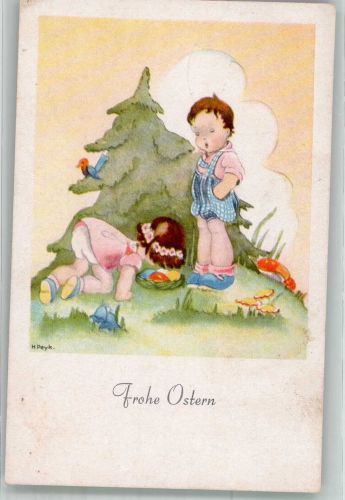 Ostern Kinder Eier Pilze F.K.A.H. 1095 Peyk, H. Künstlerkarte