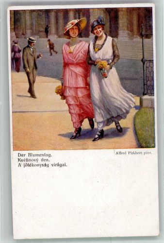 sign. Pirkhert Der Blumentag Frauen Nr. 2848 W.R.B. & Co. Wien - Galerie Wiener Künstler Künstlerkarte