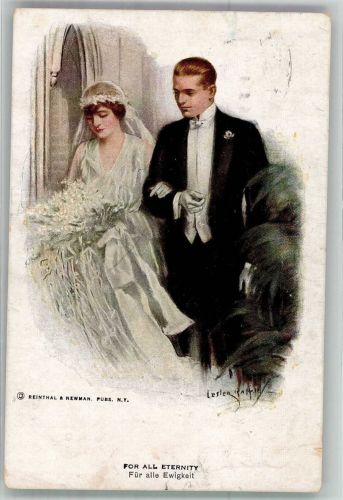 sign. Ralph Lester Für alle Ewigkeit Reinthal u. Newman Hochzeit 1921 Künstlerkarte