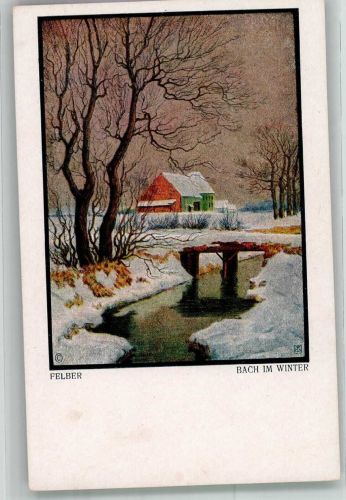 sign. Felber Bach im Winter Nr. 250 Teubner Künstlerkarte
