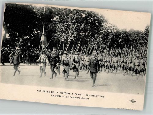 Siegefeier 14.7.1919 Parade der Marine-Füsiliere Militär Frankreich
