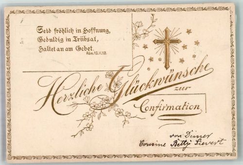 Psalm Kreuz Golddruck Konfirmation 1910 Prägedruck