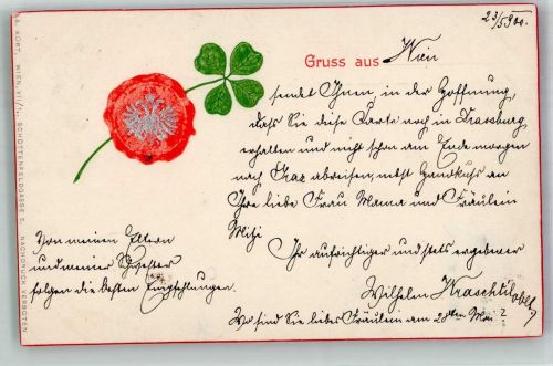Siegel mit österreichischem Doppeladler Glückskleeblatt 1900 Prägedruck