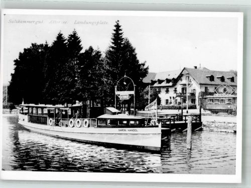 Fahrgastschiff Baron Handel auf dem Attersee um 1910 Reproduktion Binnenschiff Privatfoto AK